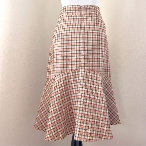 1970s UK-Inspired Plaid Trench Coat & Flounce Skirt Set Belted 2-Piece Gingham - Picture 5 of 16